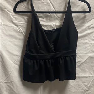 Ruffle Peplum Plunge Cropped top